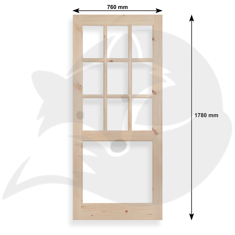 Georgian 9 Pane Half Glazed Door in Redwood Pines